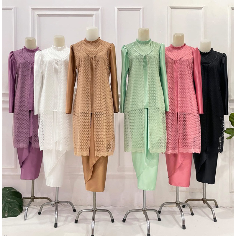 Rini Kebaya Brukat Set / Kebaya Muslim brokat Murah/ One Set Brukat / Baju kurung malaysia