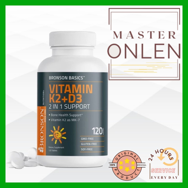 Bronson Basic Vitamin K2 + D3 5000 iu 120 Tablet Usa D-3 5000iu