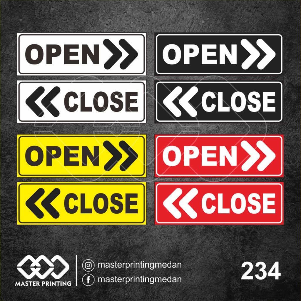 

234 - Stiker Open dan Close (Sepasang), Sticker Vinyl, Premium, Tahan Air, Termurah, dan Bisa Custom