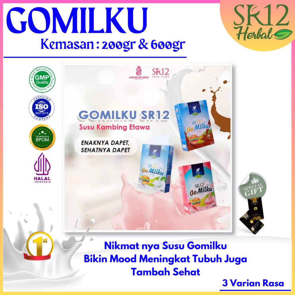 

SR12 GO MILKU SUSU KAMBING ETAWA Menambah berat badan Memelihara kesehatan Jantung Menyehatkan lambung Mengurangi kolestrol Bpom Original Berkualitas