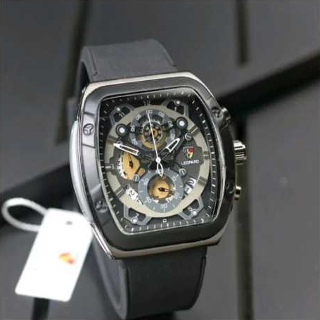 ASLII/Jam Tangan Pria Leopard 8802/Analog/Chrono AktifOriginal Persegi Rubber