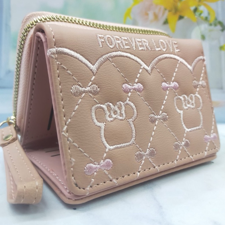 SALEE COD DOMPET WANITA MINI LIPAT 3 KOIN KARTU RESLETING DOMPET KECIL WANITA FOREVER YOUNG