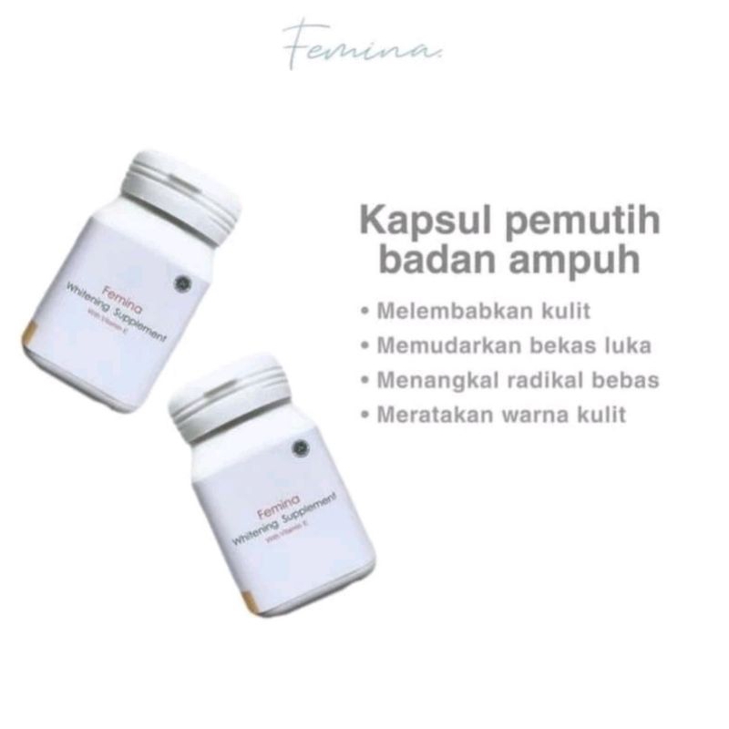 FEMINA WHITENING 2BOTOL SUPLEMEN PEMUTIH SELURUH BADAN