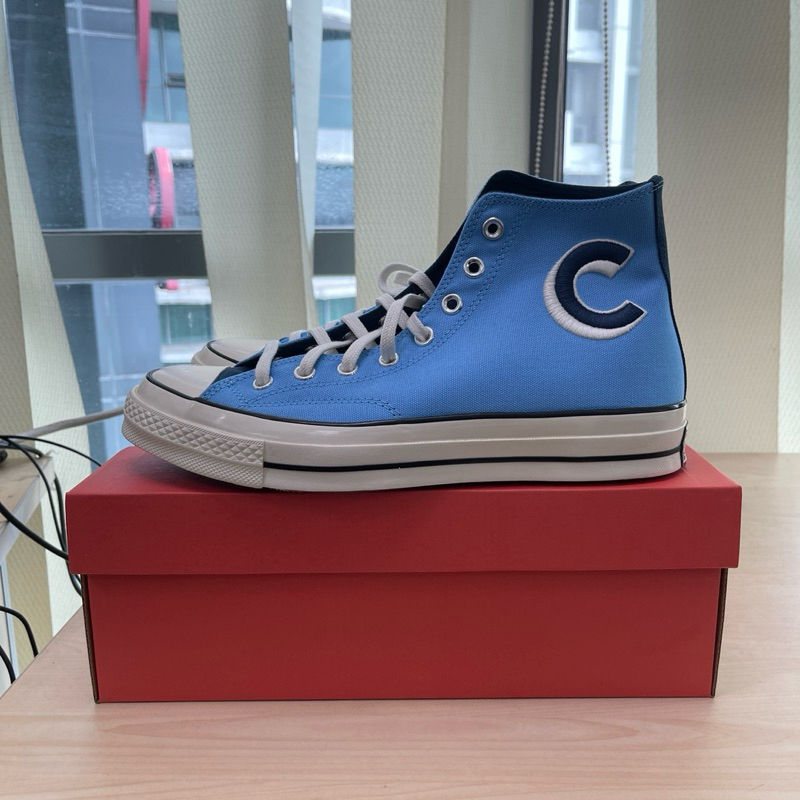 Sepatu Pria Converse Chuck Taylor 70 Hi Letterman Light Blue / Egret Original