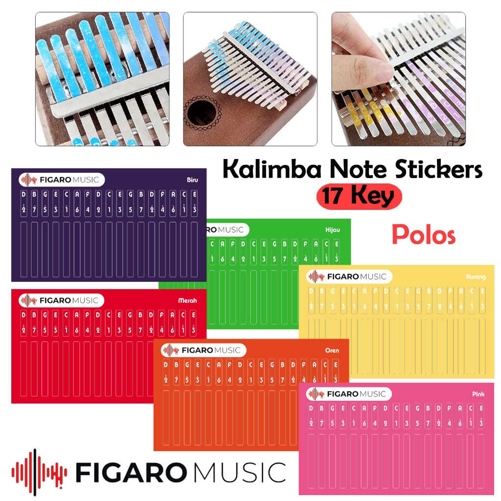 Sticker Kalimba 17 Keys / Stiker Kalimba - Seri Warna Polos