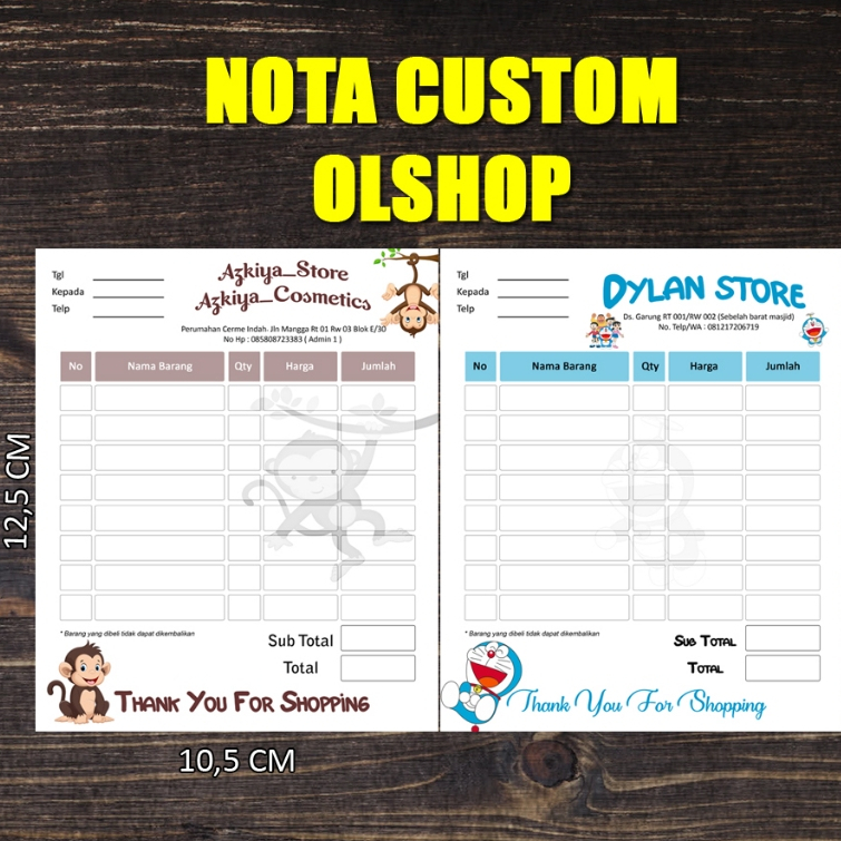 

Nota Custom Untuk Olshop, Toko, Dsb.