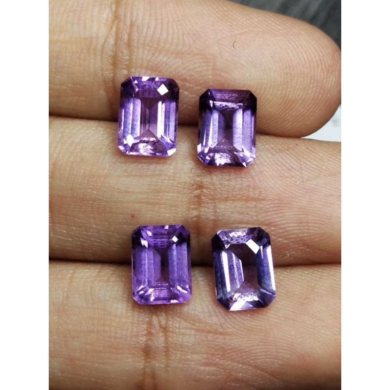 Natural Amethyst 8x6 mm Kecubung Ungu Clean Octagon Step Cutting Asli