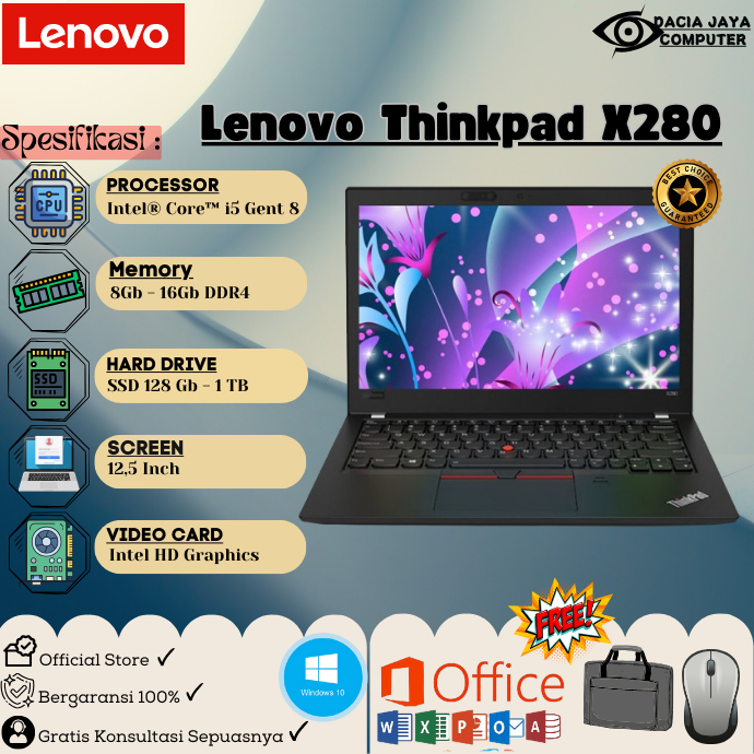 Laptop Lenovo Thinkpad X230 X240 X250 X260 X270 X280 Core i5 / i7 RAM 8Gb SSD 256Gb BERGARANSI ORIGI