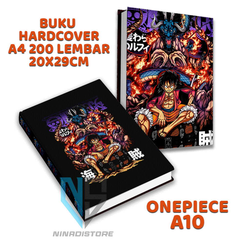 

Buku Ukuran A4 200 LEMBAR Notebook Hardcover A4 isi polos dan garis Gambar cover ONE PIECE PART1