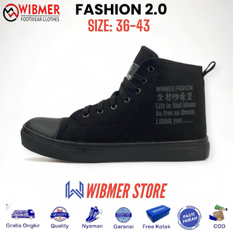 sepatu boot hitam polos pria wanita sepatu sneaker boot hitam sepatu boot full black