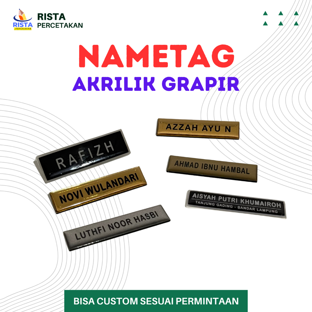 

Name Tag Nama Dada Akrilik Kuningan Stainless Peniti Magnet custom cepat request