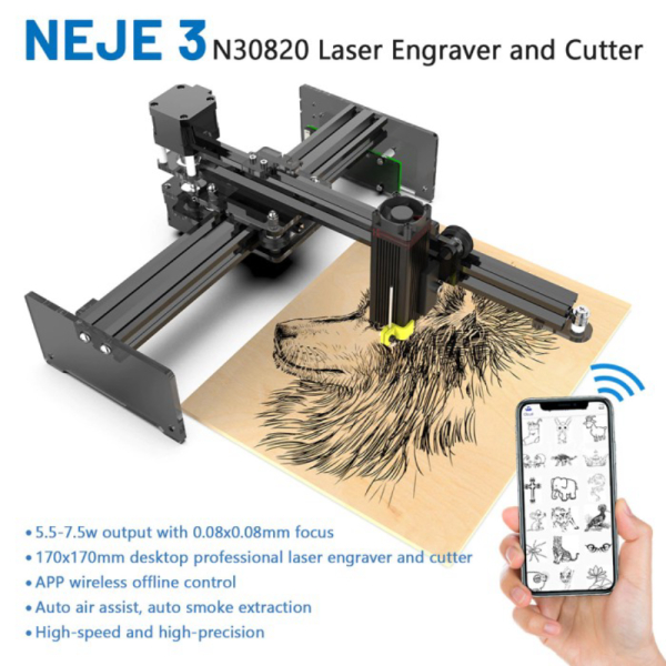 NEJE 3 Laser Engraver Printer 40W - Mesin Grafir CNC N30820 Diskon