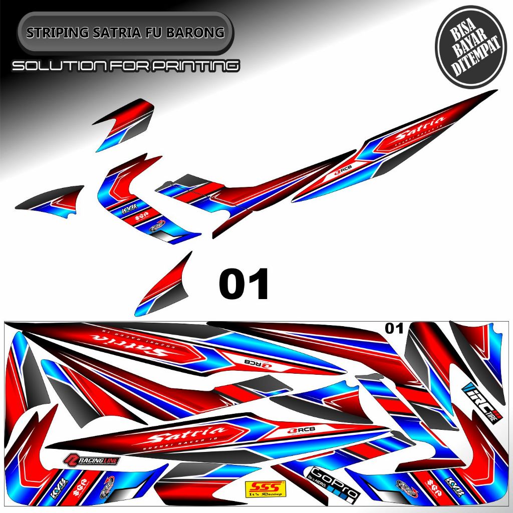 STRIPING VARIASI STICKER SATRIA FU BARONG MOTIF RACING