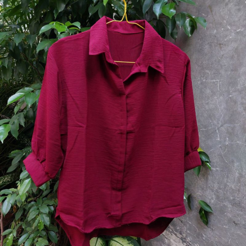 [NEW] Atasan Wanita Leher V Neck Lengan Ballon / Baju Imlek Tahun Baru / Blouse Wanita / Kemeja Polo