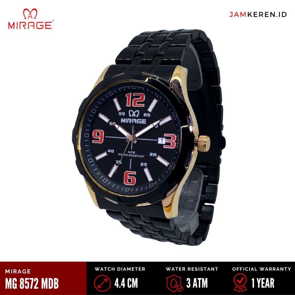 JAMKEREN Mirage Original Jam Tangan Pria Mirage 8572 M Original Stainless Steel Hitam Rose Gold / Ja