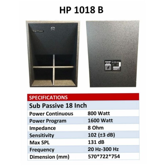 (JUAL 1 BUAH) Speaker 18 Inch Wisdom HP-1018 B / HP 1018B / HP1018B / HP1018 B TURBO
