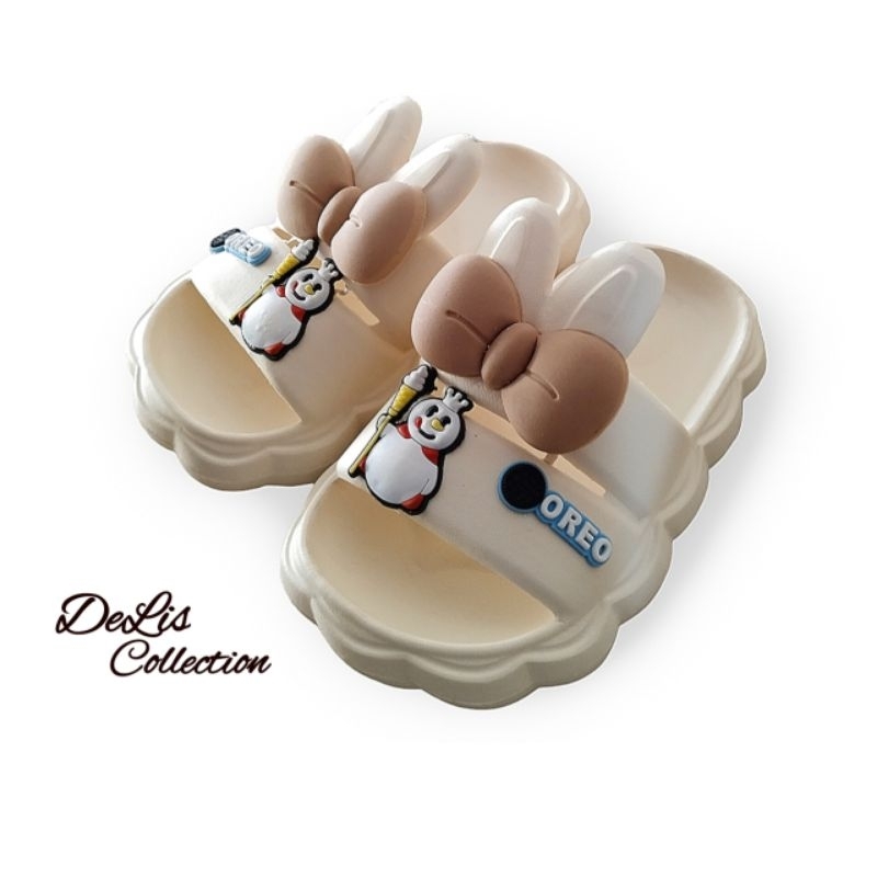 	 Irsoe 363 - Sandal Selopdua Anak Cewe Karakter Kelinci Manik Pita Oreo	