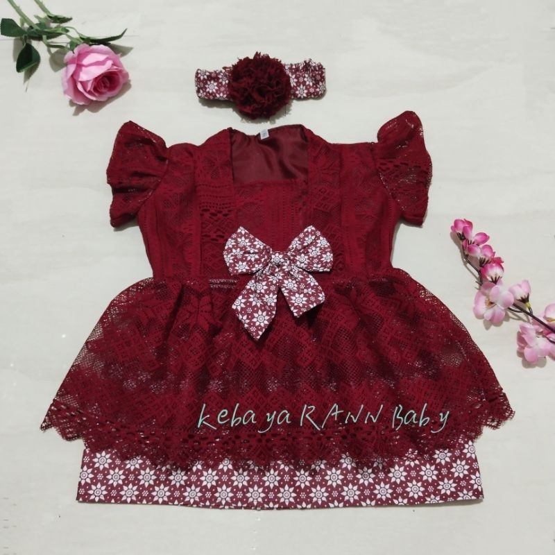 GROSIR KEBAYA BAYI / KEBAYA ANAK PEREMPUAN / KEBAYA MODERN PITONAN TEDAK SITEN maroon