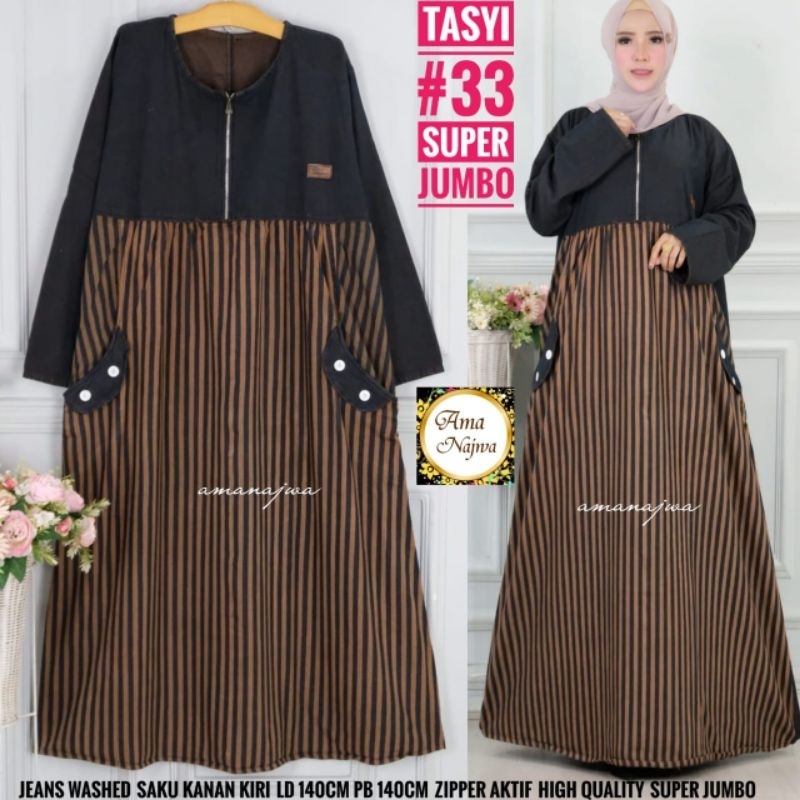 LD 140 CM TASYI SUJU  GAMIS SUPER JUMBO JEANS WASHED PREMIUM