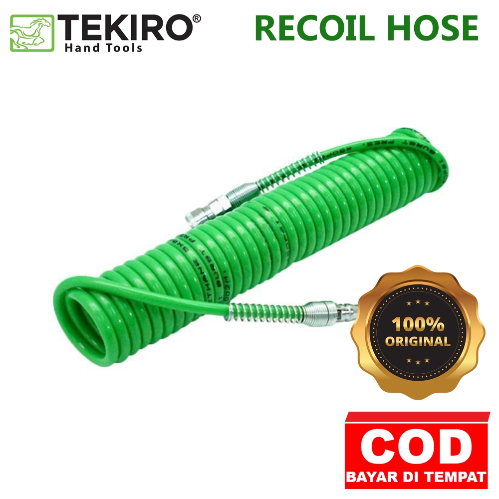 TEKIRO RECOIL HOSE 9 METER HIJAU WITH SPRING 9M SELANG SEPIRAL ORIGINAL