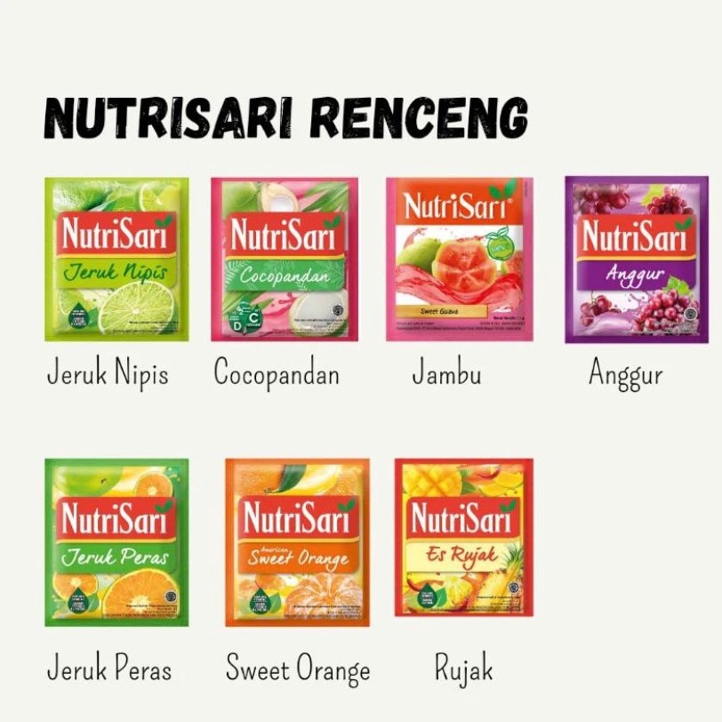 

Harga Termurah Nutrisari Renceng All Varian 1 Renceng isi 1 sachet C77