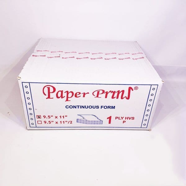 

PAPER PRYNS CONTINUOUS FORM 9 1/2" X 11'' 1 PLY FULL HVS (DUS)