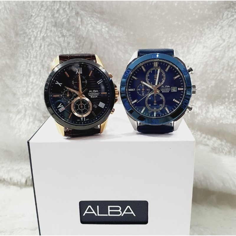 Alba AM3627X1 Jam Tangan Pria Analog Strap Kulit Original