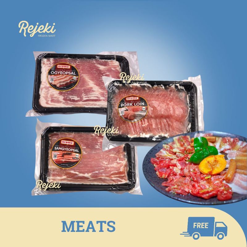 

Aroma Pork Loin Meat Slice Daging Babi Ogyeopsal Samgyeopsal 500gr - Rejeki Frozen Mart