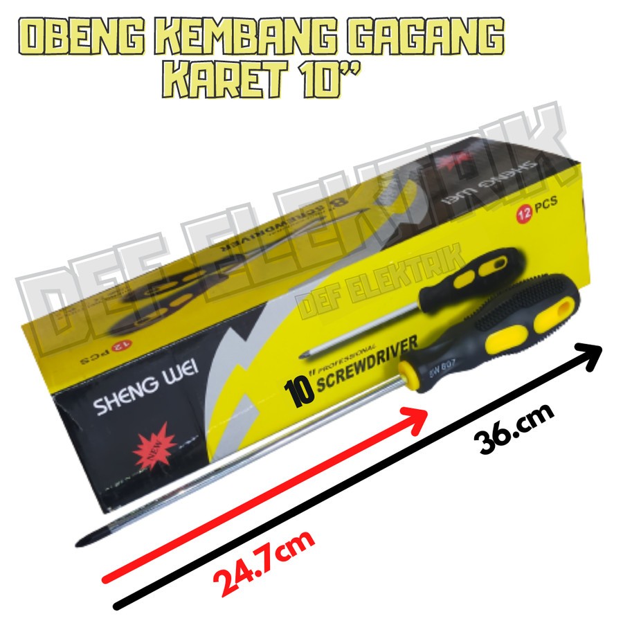OBENG GAGANG KARET 10" OBENG KEMBANG OBENG PLUS 10INCH PANJANG 40CM