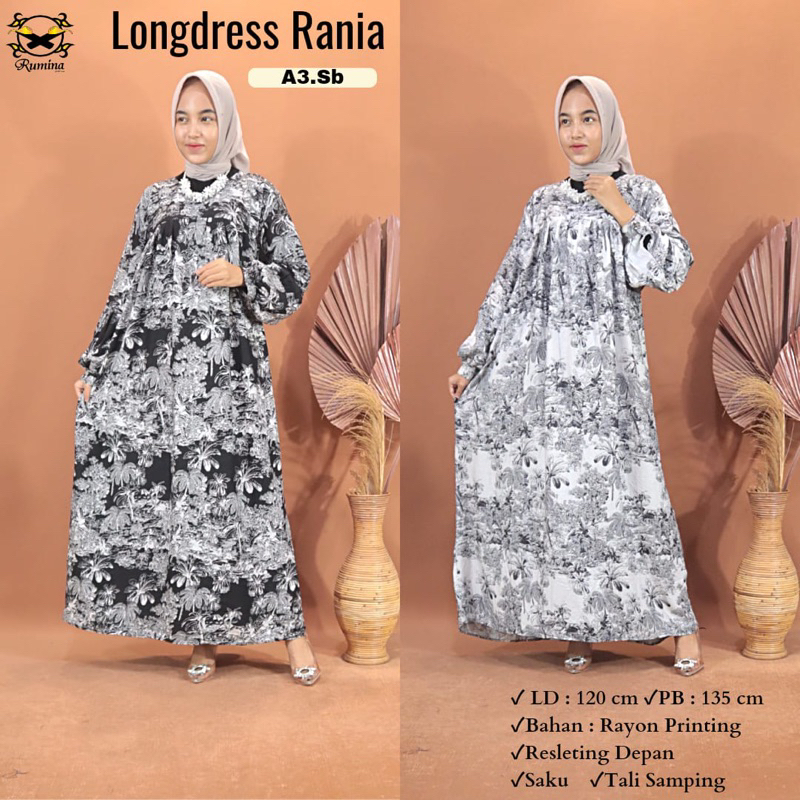 RUMINA BATIK - Longdress Rania (A3.Sb) gamis batik cap pekalongan murah bahan rayon premium busui te