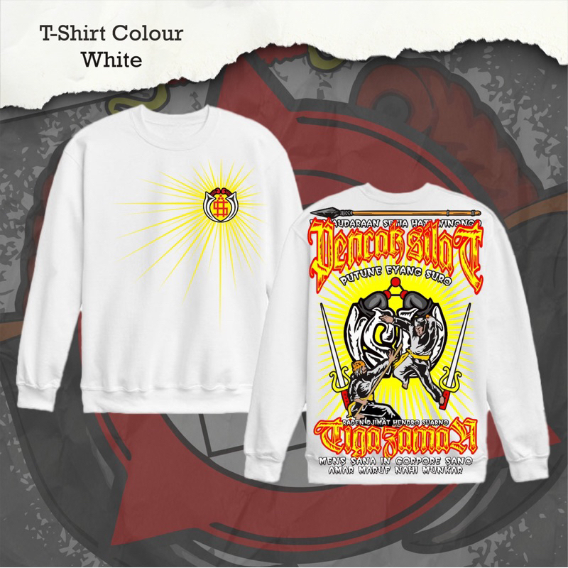 Sweater Motif Terbaru PSHW Pencak Silat Tiga Zaman Putune Eyang Suro Sablon Dtf Desan Keren Terbaru
