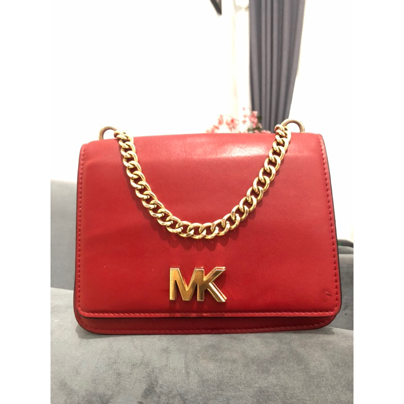 TAS MK MICHAEL KORS MOTT LARGE CHAIN SHOULDER MAROON