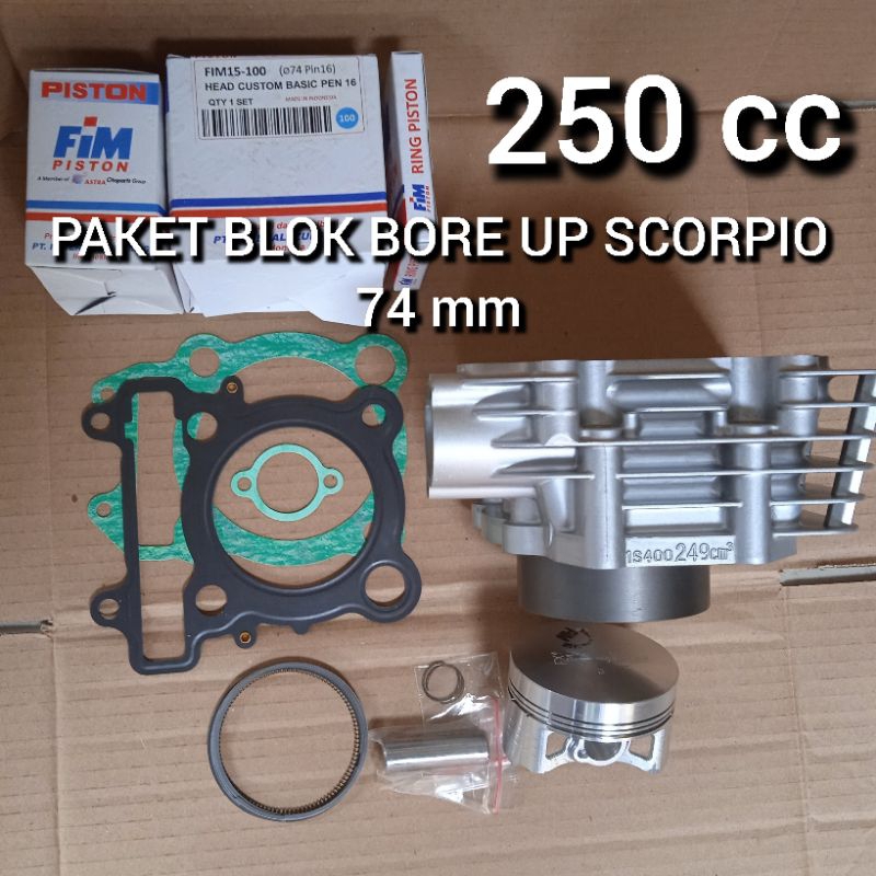 Paket Blok Bore up Scorpio 250 cc Blok Seher Scorpio 74 Piston Scorpio 74 Blok Seher Boreup Scorpio 
