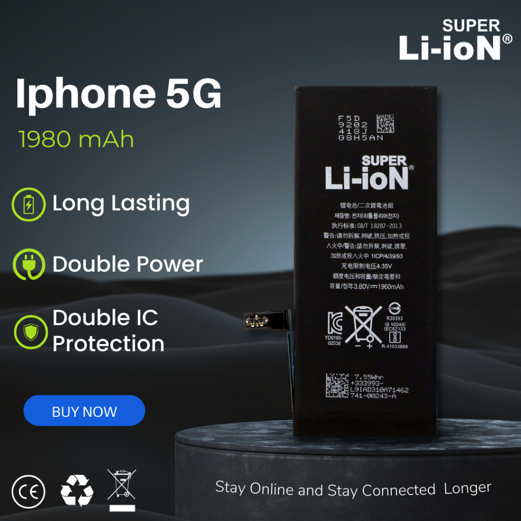 Super Li-ioN Baterai iPhone 5G / 5S Batre iPhone 4G Double Power
