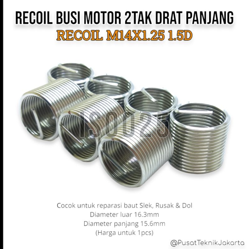 1pcs Recoil m14x1.25 1.5D recoil busi motor 2tak drat busi panjang