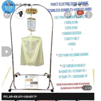 ayunan listrik , tiang ayunan listrik tiang ayunan bayi baby second