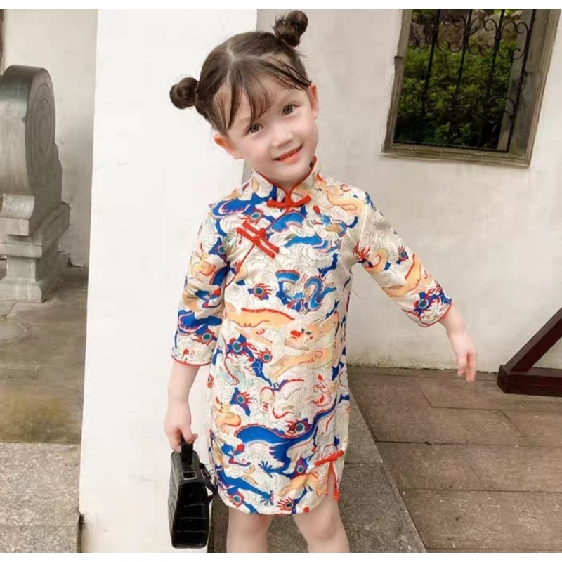 Preloved Second Cheongsam Qipao Imlek Dress Panjang Girl Anak Perempuan