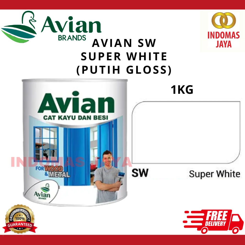 CAT BESI AVIAN SW 1KG - CAT MINYAK AVIAN SW (PUTIH KILAT)