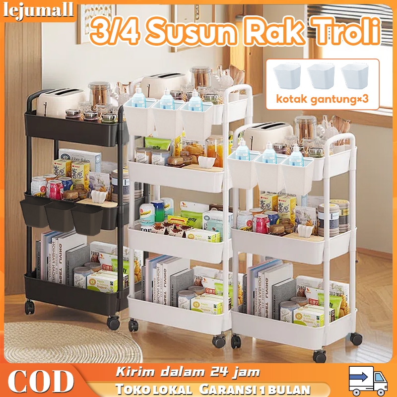 Rak Troli Rak Susun 3 Susun Rak Troli Susun Roda Serbaguna Rak Dapur Salon Rak Kamar Mandi Pegangan