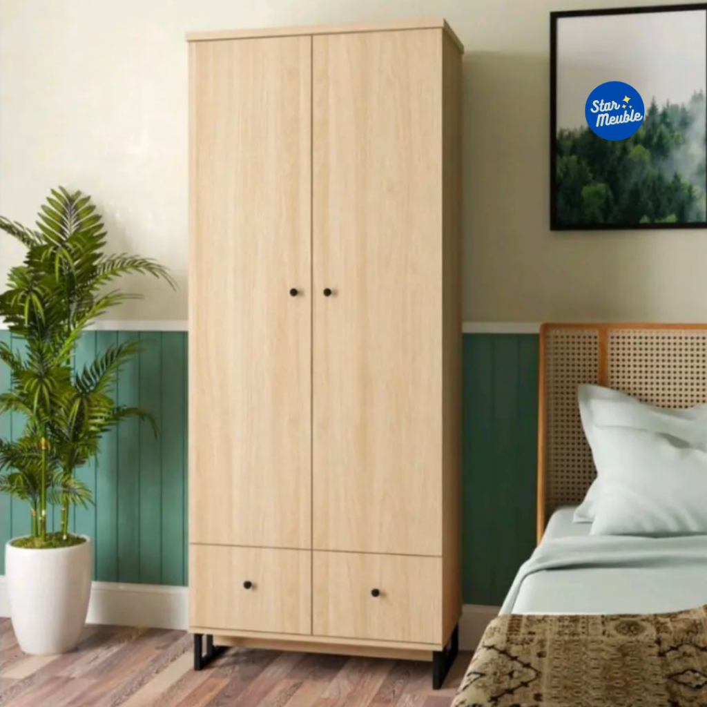 Lemari Pakaian 2 Pintu Galaxy WDD 221 Wardrobe Baju Kaki Besi - Star Meuble Semarang