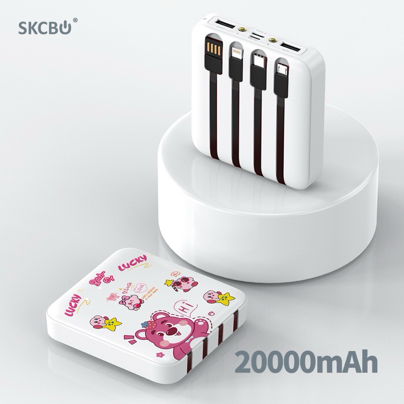 SKCBO Lotso Powerbank Custom 20000mah LED Kustom Power Bank built in cable  Murah Lucu Mini Ori for 