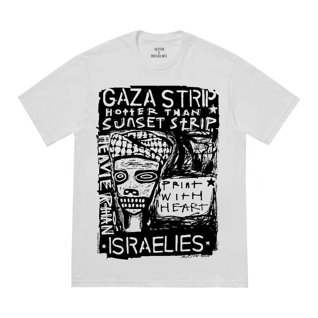 Tshirt Gaza Strip indflux & alipjon BW