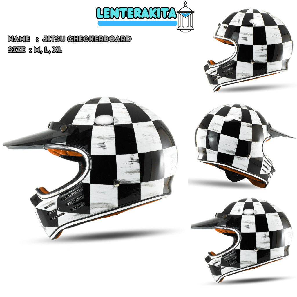 Helm Full Face Cakil Jitsu Motif Checkerboard Terbaru