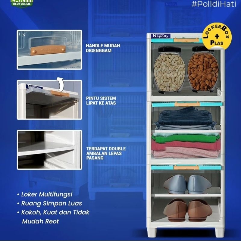 Discount Locker Box Lemari Plastik Napolly Lbp 1305 Susun 3 + 2 Sekat Tambahan , Tower 1 Baris