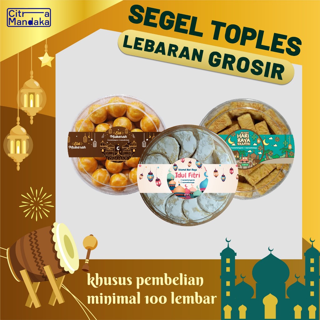 

Stiker Segel Toples Lebaran Idul Fitri | Sticker Custom Toples Kue Kering