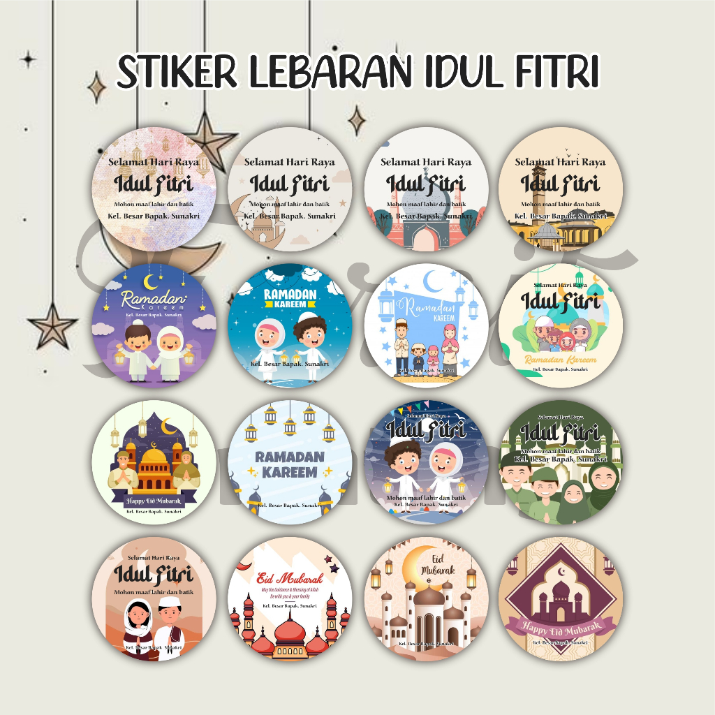

Stiker Selamat Hari Raya Idul Fitri dan Haji Umroh Cocok Untuk Ditempel di Kado Toples Kue