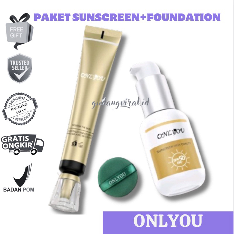 ❤️GV❤️ ONLY YOU FOUNDATION ONLY YOU SUNSCREEN SPF 50PA+++ ONLYOU