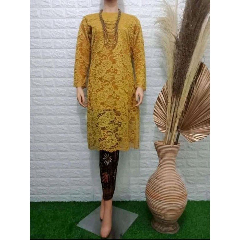 SET KEBAYA BRUKAT TUNIK MODERN JUMBO / KEBAYA TUNIK BRUKAT / KEBAYA BROKAT / DENGAN WARNA GOLD