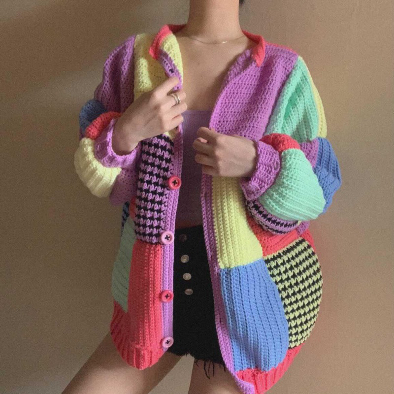 HANDMADE OVERSIZED CARDIGAN / CROCHET CARDIGAN / KNIT CARDIGAN / BARBIE CARDIGAN
