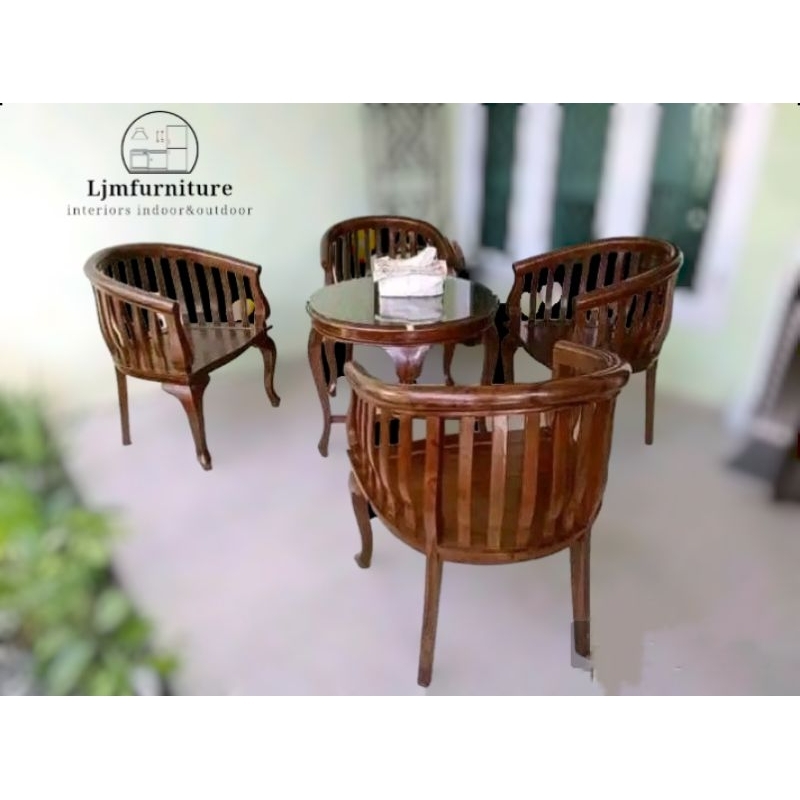 kursi tamu betawi antik | kursi teras kayujati jepara